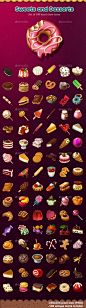 糖果和甜点图标-杂项游戏资产Sweets and Desserts Icons - Miscellaneous Game Assets2 d、蛋糕、糖果、巧克力、饼干、甜点,食物,游戏图标,果冻,棒棒糖,产品,产品,rpg、甜 2d, cake, candies, chocolate, cookie, dessert, food, game, icon, jelly, lollipop, product, products, rpg, sweet