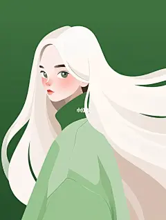 极简美学｜女生插画头像｜绿色系②
