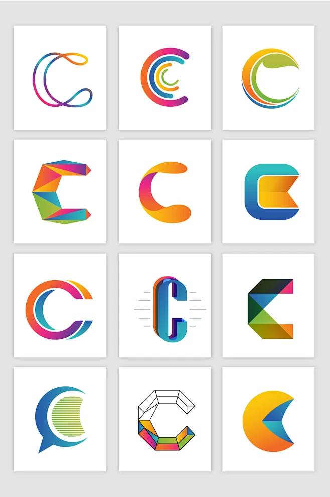 C字母logo创意标志矢量图形-花瓣网