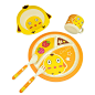 竹纤维儿童餐具套装卡通餐具分格辅食碗餐盘杯子筷叉勺套装