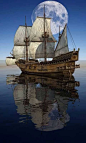 Pirate ship - reflection I love old ships like this! photography;...amazing...