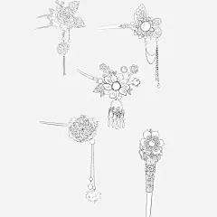 手绘古风簪子_新图网 https://www.ixintu.com 手绘 插画 发簪 簪子 步摇 中国风 古典 古风 手绘发簪