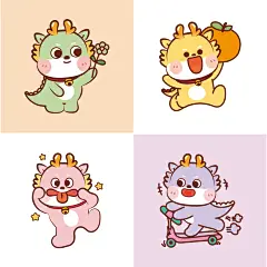 小飞龙头像卡通可爱插画生肖IP阿茹插画龙年图片龙年头像