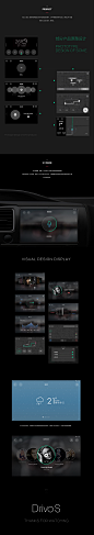 CAR UI／UE DESIGN : DrivoS智能车载交互系统遵循直观、便捷、安全的设计原则、多层次的具有兼容性的互联方式、贯穿始终的安全性设计理念来打造。致力于推广及促进人机交互系统的应用体验，为用户提供最简洁易用的人机界面和智能化感受。