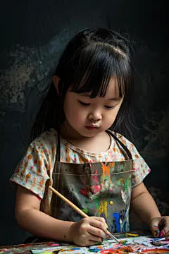 孩童儿童画画图片摄影图