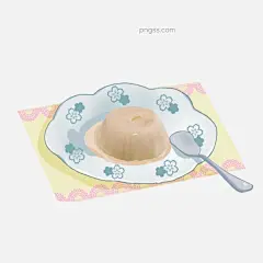 手绘卡通布丁美食图片大小2000x2000px 图片尺寸920.06 KB 来自PNG搜索网 pngss.com 免费免扣png素材下载！布丁#黄色桌垫#卡通手绘#蓝色#美味布丁#盘子#勺子#手绘卡通美食#
