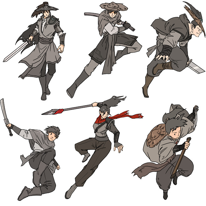 帅气武林武侠江湖侠客人物插画元素