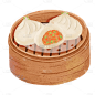 手绘-上海美食元素-南翔小笼包
