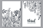 Floral backgrounds with hand drawn herbs and wildflowers monochrome Premium Vector