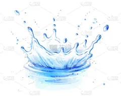 水彩插图的水飞溅皇冠