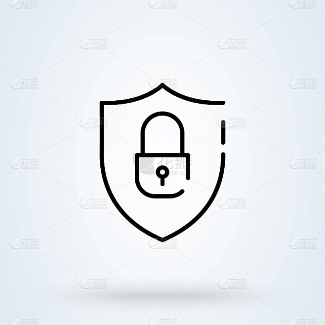 安全盾标志，图标或标志。网络安全与网络防护理念。锁定安全矢量图。素材-花瓣网