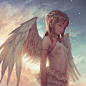 天使与恶魔少女插画图片