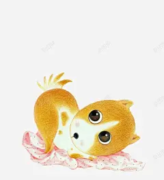 手绘狗狗高清素材 动物 可爱 尾巴 蜡笔画 趴着 免抠png 设计图片 免费下载