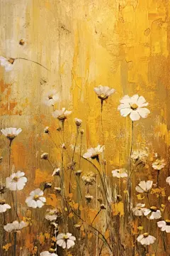 小清新矢量花朵夏季花卉小雏菊油画插画