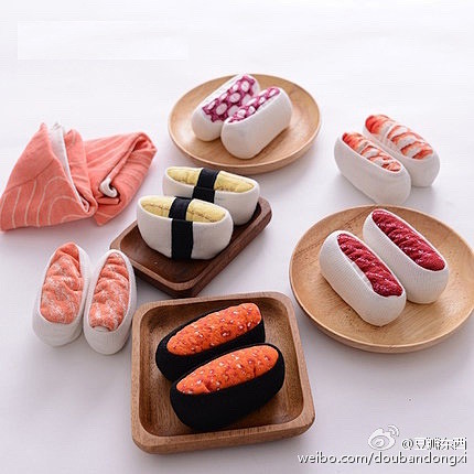 好看到想吃掉！日本原宿创意食物寿司袜6双...