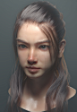 Asian female head test, w f : An Asian female head  likeness ，hope you like .
modle all in zbrush ，Not based on any scan .
hair using Xgen. Textured in mari ,Rendered in Arnold and comped in Nuke and PS .