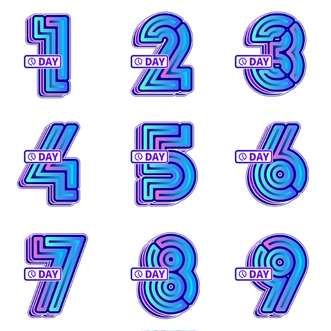 倒计时数字渐变png-花瓣网