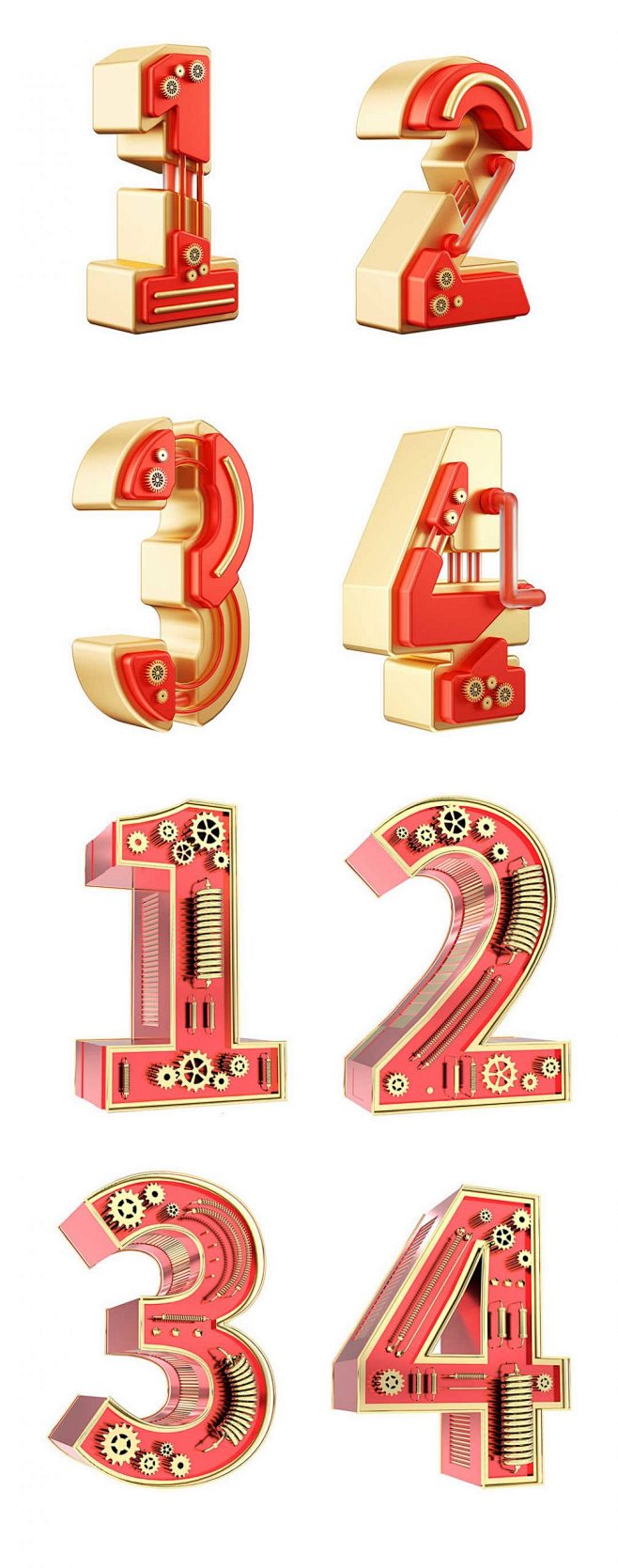 3D立体机械数字金属质感倒计时免抠素材