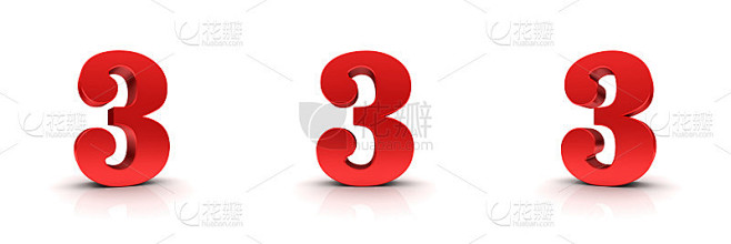 3数字3d红色标志符号图标剪出白色背景