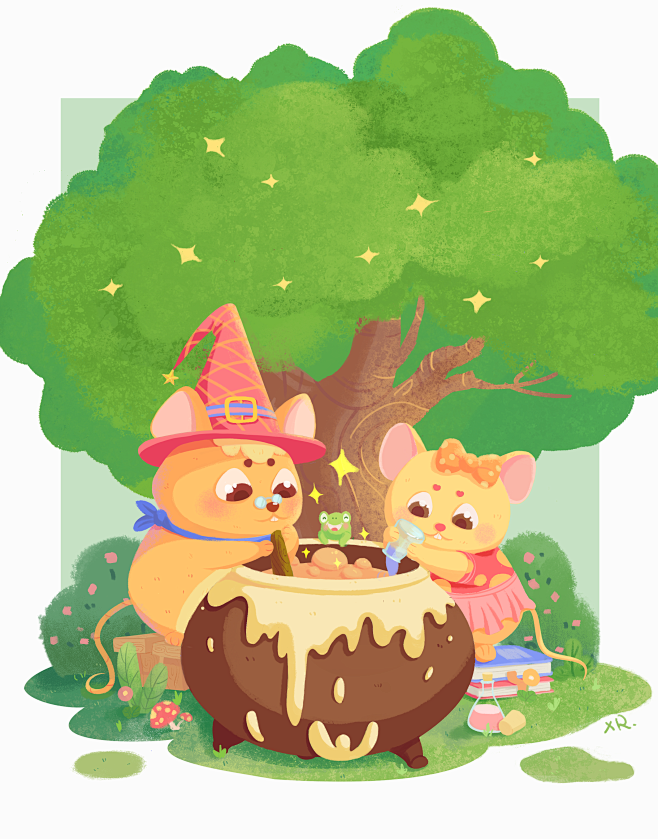小老鼠的魔法药水_茄茄。__插画师作品_...