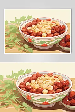 AI数字艺术传统节日腊八粥手绘美食插画-众图网