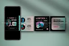 潮流复古ins风渐变酸性潮牌服装公众号排版设计ai版式素材源文件模板