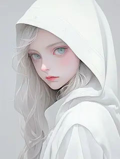 噤｜白色梦幻人物头像｜插画【附咒语】
