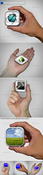 3D Icon in Hand 3D图标在手上装饰元素设计素材源文件模板-淘宝网