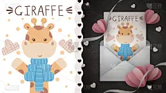 冬季长颈鹿的想法贺卡。