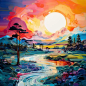 A beautiful painting of a serene landscape with vibrant colors and intricate brushstrokes, soft focus photography, Constructivism, 16k, hyper quality