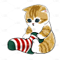 手绘-小猫动物元素贴纸-袜子
