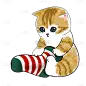 手绘-小猫动物元素贴纸-袜子