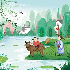 古诗插图“夏季主题”_千野绿子插画__插画师作品_涂鸦王国gracg.com
