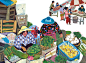 artwork chinese Drawing  ILLUSTRATION  painting   vegetable market