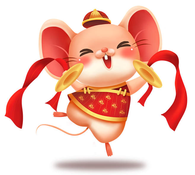 新年鼠年卡通创意老鼠喜庆红色png