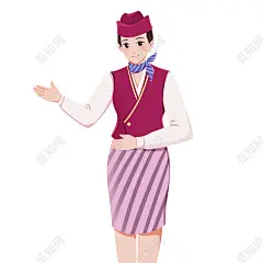 粉色扁平卡通职业空姐人物png元素礼仪图片素材下载 - 觅知网