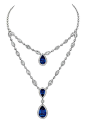 Classics necklace in platinum, brilliant baquettes and marquise cut diamonds, pear cut sapphires. Chaumet, Paris...md: 