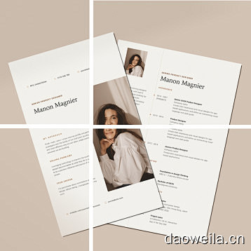 简约现代专业个人简历模板 Manon M...