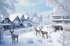 雪乡雪景高清图片摄影图