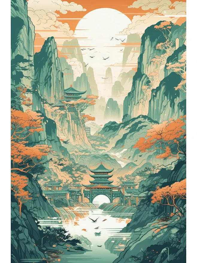 国风插画·遇见山水-花瓣网