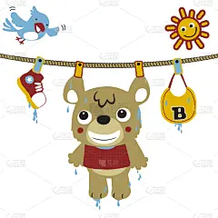 动物,绘画插图,卡通,乐趣,干的,矢量,可爱的,绳子,木偶,玩具