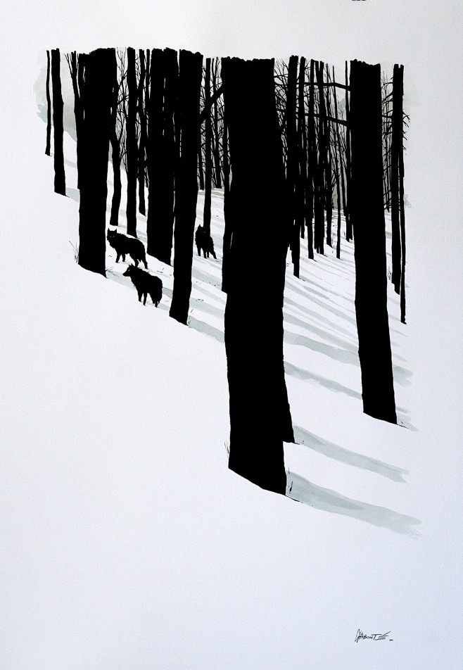 笔下的黑白光影极其动人心魄.以前他也画