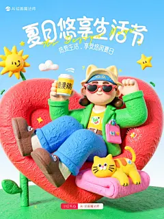 悠享夏日3D视觉海报✅含提示词 - 小红书