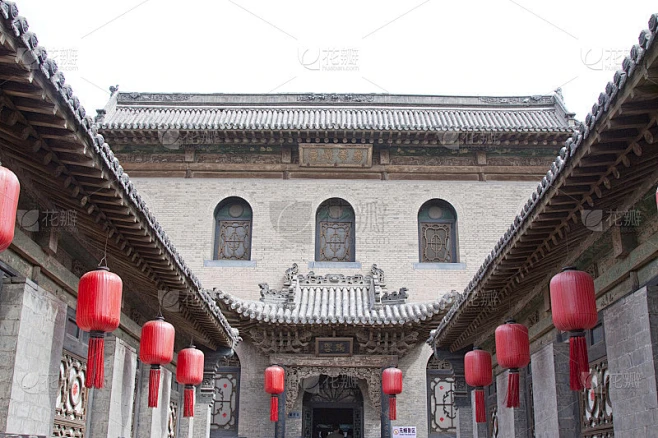中国传统建筑风格的四合院，以门庭为主素材-花瓣网