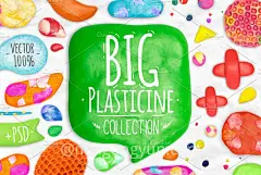 多彩橡皮泥黏插画素材 Plasticine-set #319515-设计元素-@美工云(meigongyun.com)