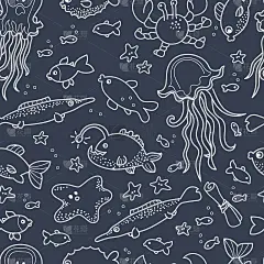 海洋生物涂鸦图案