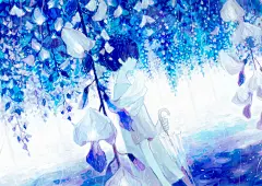 插画师悠里的一组作品，这样的蓝色简直美到心里了，无水印存图~Pid=59205 ​​​​ #插画艺术作品# #燃烧吧毕设# ​​​​