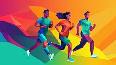 扁平化彩色健身运动团体男女生人物插画