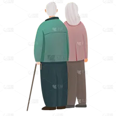文艺重阳节老人元素贴纸