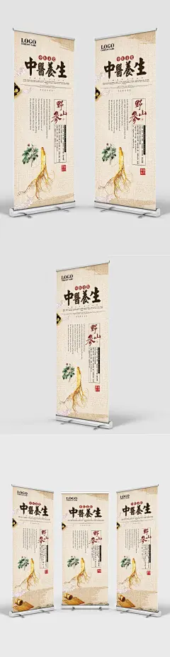 中医养生中医文化野山参展架海报